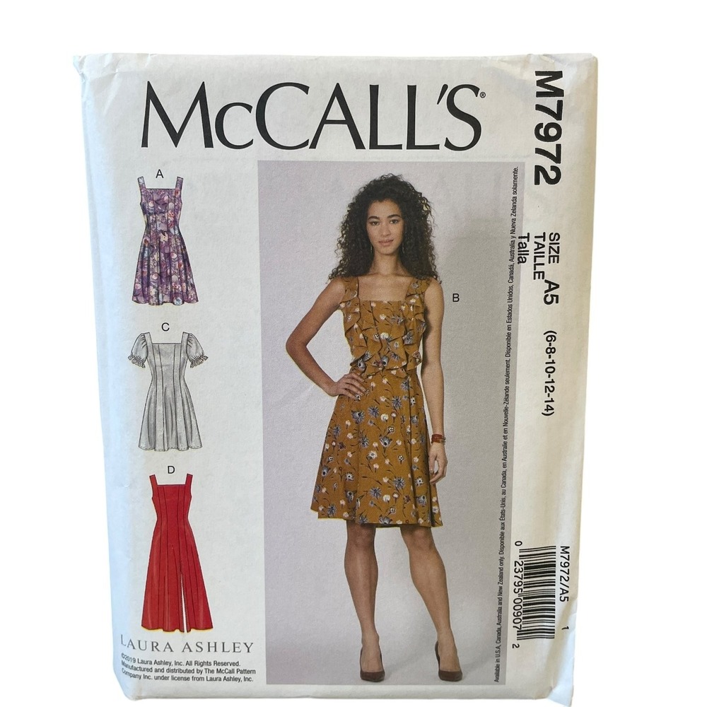 McCALL'S M7972 Misses Dress Sewing Pattern Size 6-14 Laura Ashley UNCUT FF
